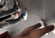 Upskirt Voyeur Caught in Public Skirt Flash