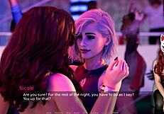 Ms Denvers Dances in Nightclub with Brunette Anime Character