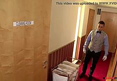 I watched Chelsey Lanette and maid Kira Queen share butler’s thick cock