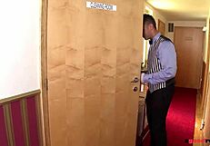 I watched Chelsey Lanette and maid Kira Queen share butler’s thick cock