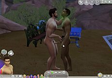 Straight sim succumbs to gay temptation in cartoon
