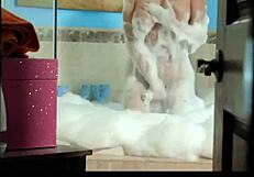 Brook Page deepthroats in bubble bath with stepmom