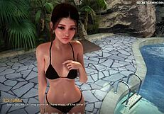 3D game of hot stepsis's dildo play and cock craving