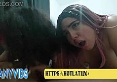 Halloween trio with neighbor loving sex in kitchen