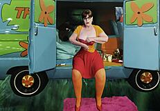 Granny Velma Dinkley Sucks Cock in Mysterious Cosplay