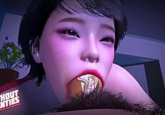 3D compilation of deep throat blowjobs with cum shots