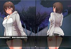 Shy girl tries taking off skirt while wandering dark alley