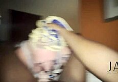 Livie Blainn's deepthroat and facial with a black cock