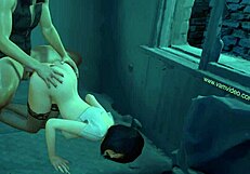 3D skinny Asian babe in fishnets gets slammed hard in wild action