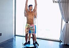 Workout Buddies Lick Fuck Ass Spread Rimjob Wet