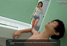 I watch my virgin step sister sara give a blowjob to her step brother in the bathroom in milfy city
