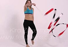 So, this teenie Kira Zukerman strips naked on camera. She spreads her legs wide while showing off her acrobatic ballerina moves.