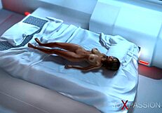 In this 3D sci-fi, a dickgirl android has fun with a woman in space.