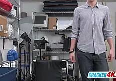 BLONDE GAY GUY SUCKS OFF DIRECTOR'S BIG CHOCOLATE BAR AT WORK!!