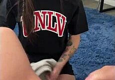 college girl sucks and fucks frat boys, getting creampie in big pussy