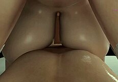 3D animated porn: Maid room action with big tits and blowbang
