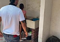 I see my stepsister doing house chores and I hard fuck her