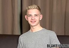 Twink blond Alex Silvers shares his story and solos with a cumshot.