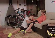 two cute cyclists bang hard after a sweaty ride on staxus