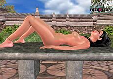 I-I animated 3d cute indian girl masturbates with carrot