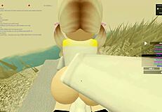 Blonde deepthroat and anal action in wild Roblox porn!