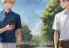 He brought a classmate with huge boobs for a big cock session.