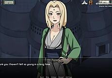 Naruto Kunoichi Trainer Tsunade and Tenten Give Handjob and Foot Job in Public Restaurant Hentai Game