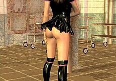 3d nurse in latex heels