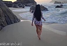 found tattooed latina lost on nudist beach, she rode my monster cock hard