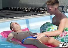 Southernstrokes Gay Twinks Tony Milak And Corey Law Bareback By The Pool