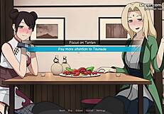 Naruto Kunoichi Trainer Tsunade et Tenten donnent branlette et pied-job dans un resto public hentai