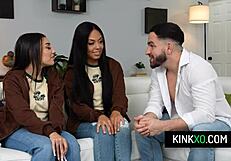 Perv stepbro influences teen stepsisters Violet and Bianca in group action