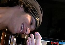 Young twink tries gay sucking with POV blowjob in car.