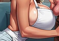 He brought a classmate with huge boobs for a big cock session.