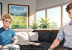 He brought a classmate with huge boobs for a big cock session.