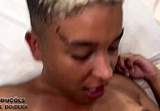 rebeca olew fucks two guys in motel and gets cum facial