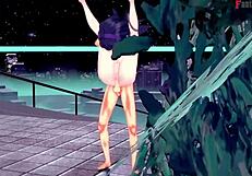 Hex maniac trainer class indulges in public sex fantasy with pokemon in outdoor classroom hentai