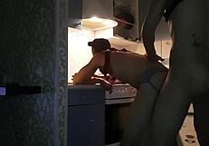 Asmodey and Jasper, the puppies, are cooking dinner together in the kitchen. They make quite a team!