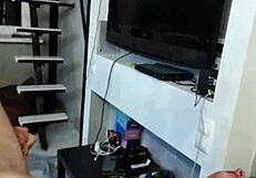 Young 18+ blond guy takes on two muscled hunks for bareback anal pounding.