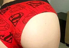 Wow! Close-Up of Teen Trying on Panties in Gym Cosplay!