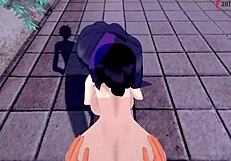 Hex maniac trainer class indulges in public sex fantasy with pokemon in outdoor classroom hentai