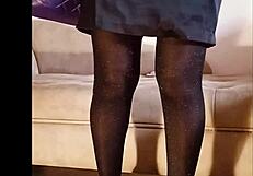 pee in shiny pantyhose while teasing with sexy feet. can her solo fetish show in the toilet get any hotter?