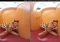 karol lilien heats up in the shower and room