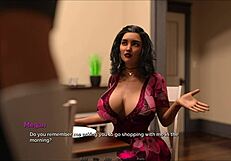 Brunette milf dances in a game setting with energetic moves