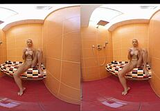 karol lilien heats up in the shower and room