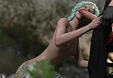 shadows 22 - mermaid gives blowjob to big cock.