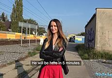 out on the street, this pantyless blonde gets convinced and screwed hard for cash