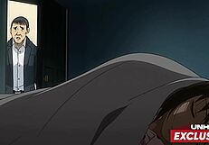 Perv step dad groping her step daughter in hentai