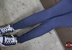 submissive model shows her ass in close up while fucking in panties and sneakers!