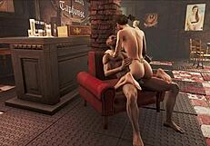 3D animated porn with a brunette in Fallout 4's Diamond City